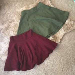 Set of 2! H&M olive and Boutique red skirts